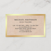 Carte De Visite Rustique Burlap Gold Foil Saxophone Music Enseigna (Dos)