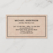 Carte De Visite Rustique Burlap instructeur de plongée sous-marine (Dos)