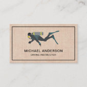 Carte De Visite Rustique Burlap instructeur de plongée sous-marine (Devant)