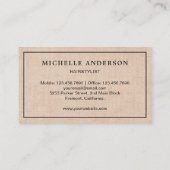 Carte De Visite Rustique Burlap Purple Floral Comb Hairstyliste (Dos)