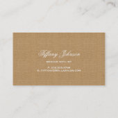 Carte De Visite Rustique Chic Faux Burlap (Dos)