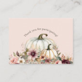 Carte De Visite Rustique Citrouille blanc rose automne Floral Dema (Dos)