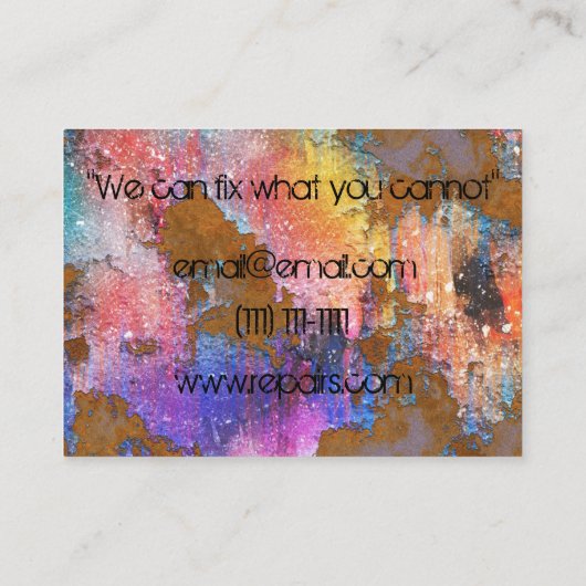 carte de visite rustique de cru de peau (Dos)