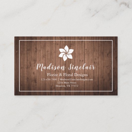 Carte de visite rustique de fleuriste de (Dos)