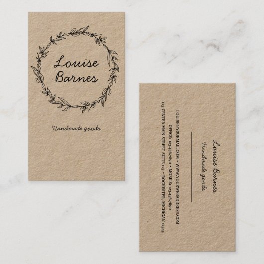 Carte de visite rustique de guirlande (Devant / Derrière)