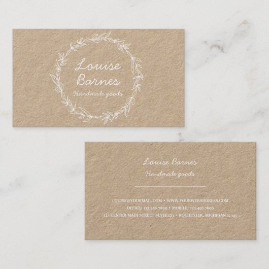 Carte de visite rustique de guirlande (Devant / Derrière)