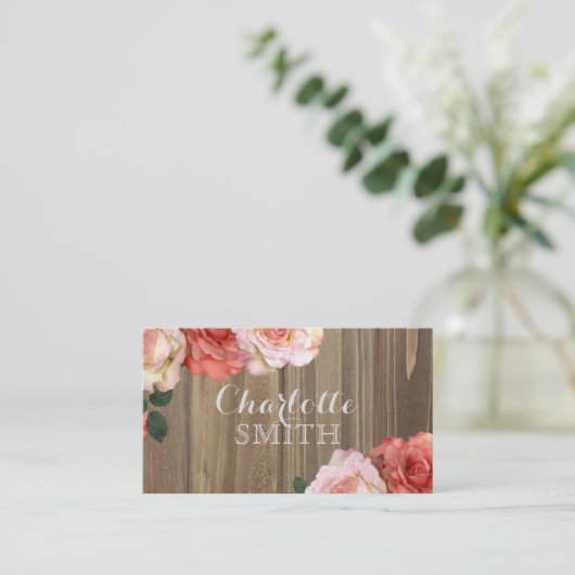 Carte de visite rustique de roses (Debout devant)