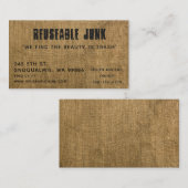 Carte de visite rustique de toile de jute (Devant / Derrière)