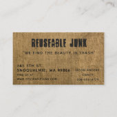 Carte de visite rustique de toile de jute (Devant)