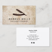 Carte De Visite Rustique droite Razor Barber Shop (Devant / Derrière)