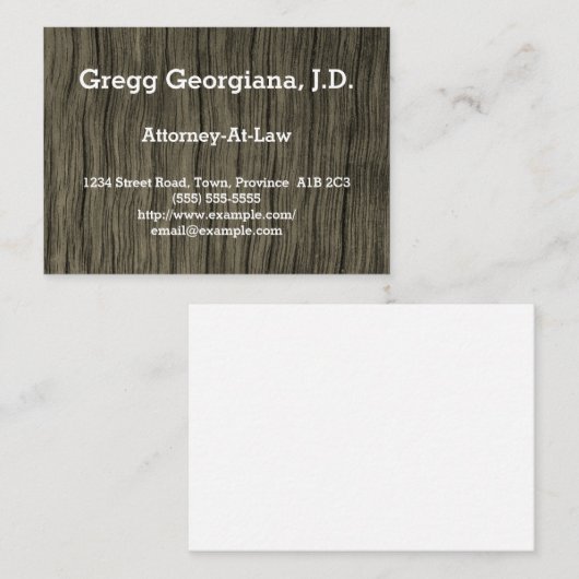 Carte de visite rustique du procureur (Devant / Derrière)