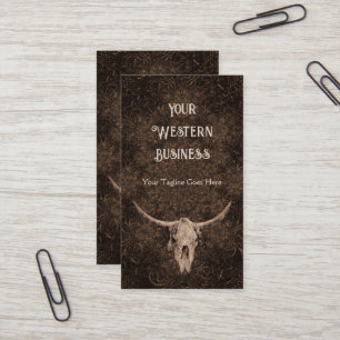 Carte De Visite Rustique Élégant crâne Brown Western Bull