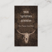 Carte De Visite Rustique Élégant crâne Brown Western Bull (Devant)