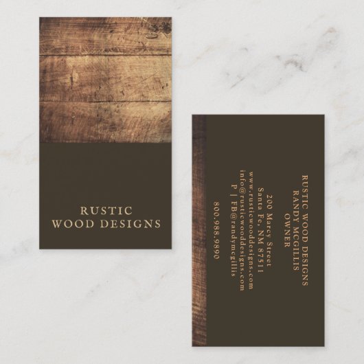 Carte de visite rustique en bois (Devant / Derrière)