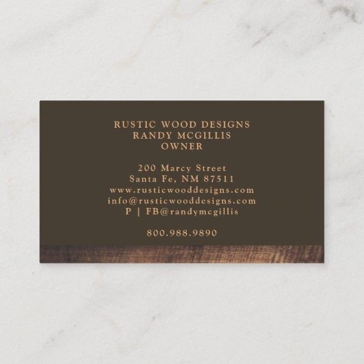 Carte de visite rustique en bois (Dos)