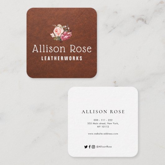 carte de visite rustique en cuir (Devant / Derrière)