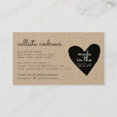 Carte De Visite Rustique fait à la main avec amour Coeurs noirs Pa (Dos)