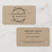 Carte De Visite Rustique Feuille de laurier Script artisanal (Devant / Derrière)