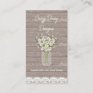 Carte De Visite Rustique Floral Mason Jar Wood
