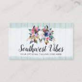 Carte De Visite Rustique Floral Vache Crâne Aquarelle Bois Boho Ch (Devant)