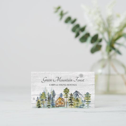 Carte De Visite Rustique Foggy Forest Cabine (Debout devant)