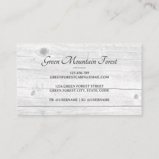 Carte De Visite Rustique Foggy Forest Cabine (Dos)