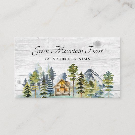 Carte De Visite Rustique Foggy Forest Cabine (Devant)