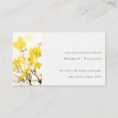 Carte De Visite Rustique Jaune Aquarelle Fleur sauvage Boho Floral (Dos)