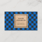 Carte De Visite Rustique Kraft bleu plaid bûcheron (Devant)