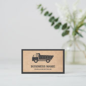 Carte De Visite Rustique Kraft Construction Hauling Camion-pompe (Debout devant)