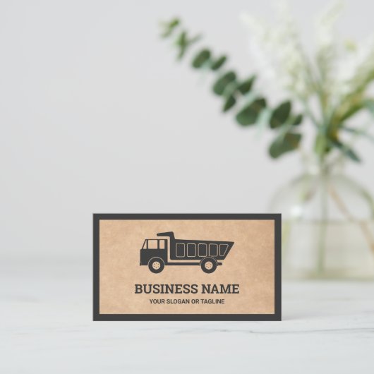 Carte De Visite Rustique Kraft Construction Hauling Camion-pompe (Debout devant)