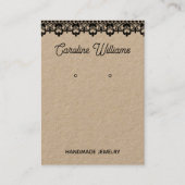 Carte De Visite Rustique Kraft dentelle noire boucles d'oreilles a (Devant)