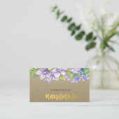 Carte De Visite Rustique, Kraft, Fleurs à l'aquarelle (Debout devant)