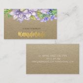 Carte De Visite Rustique, Kraft, Fleurs aquarelles (Devant / Derrière)