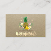 Carte De Visite Rustique, Kraft, Fleurs d'ananas Fabriquées à la m (Devant)