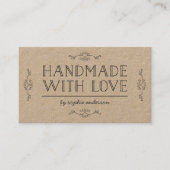 Carte De Visite Rustique Kraft Flore Faite À La Main Avec Amour (Devant)