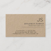 Carte De Visite Rustique Kraft minimaliste Beige Monogramme (Devant)