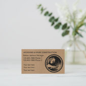 Carte De Visite Rustique Kraft Moderne Design Metallic Constructio (Debout devant)