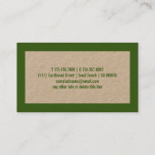 Carte De Visite Rustique Kraft Natural Green Simple Basic Frame (Dos)