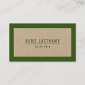 Carte De Visite Rustique Kraft Natural Green Simple Basic Frame (Devant)