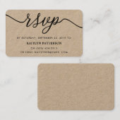 Carte De Visite Rustique Kraft Script simple RSVP (Devant / Derrière)