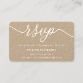 Carte De Visite Rustique Kraft Script simple RSVP (Devant)