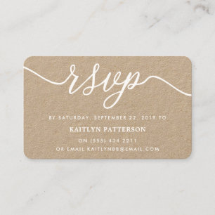 Carte De Visite Rustique Kraft Script simple RSVP