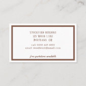 Carte De Visite rustique moderne (Dos)