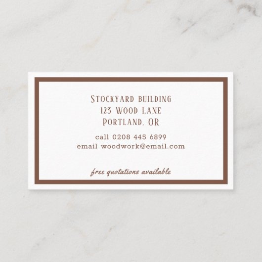 Carte De Visite rustique moderne (Dos)