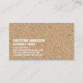 Carte De Visite Rustique moderne liège brun fait main blanc gras (Dos)
