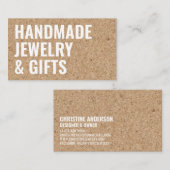 Carte De Visite Rustique moderne liège brun fait main blanc gras (Devant / Derrière)