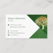 Carte De Visite Rustique moderne vert & or Willow Tree Paysage (Dos)