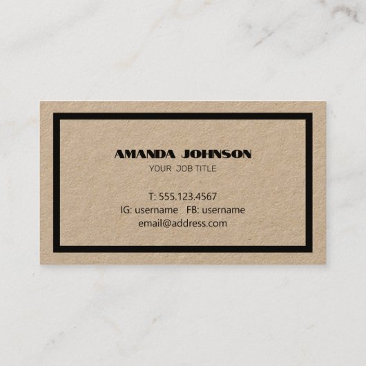 Carte De Visite Rustique Neutre et Noir Nettoyer simple Décontract (Dos)