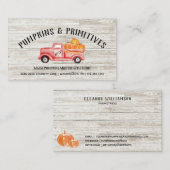 Carte De Visite Rustique Pays Citrouille Ferme Bois (Devant / Derrière)